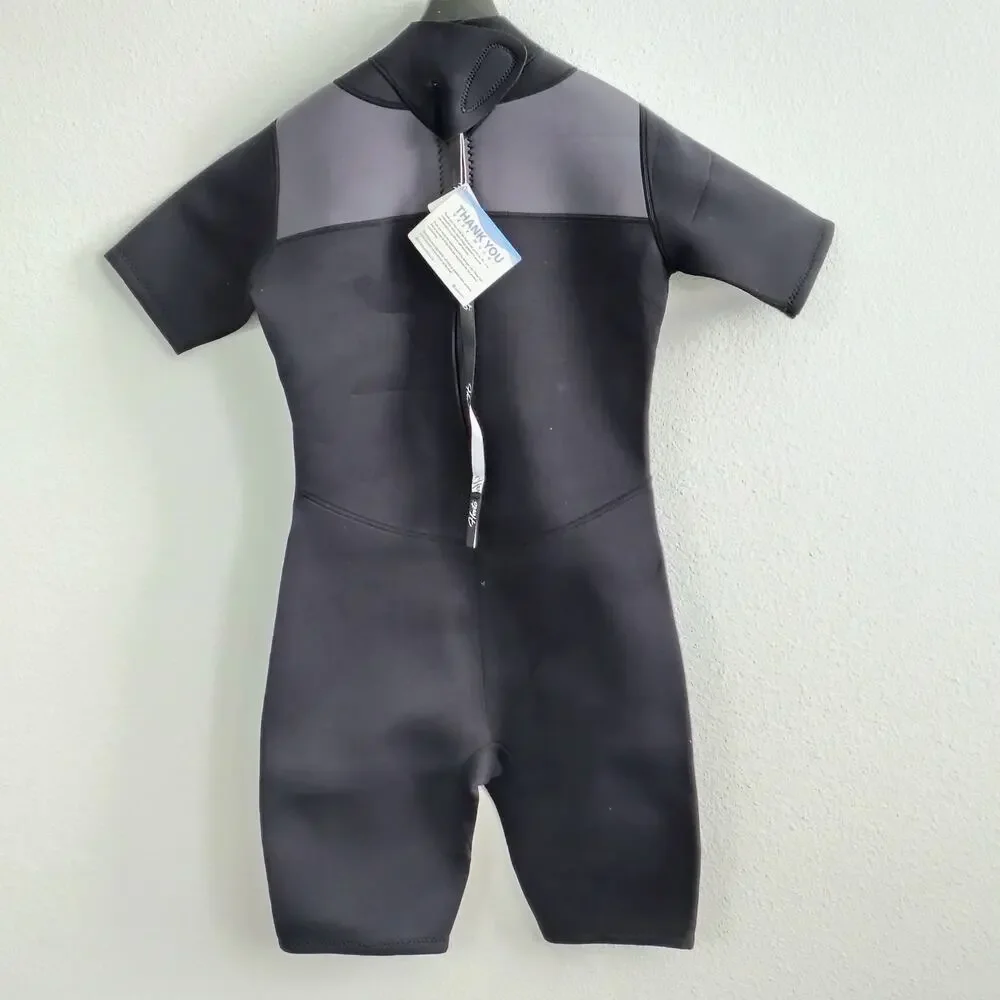 Hevto Black Dive WetSuit Shorty Unisex Size XL Back Zip Neoprene Water Sport NEW